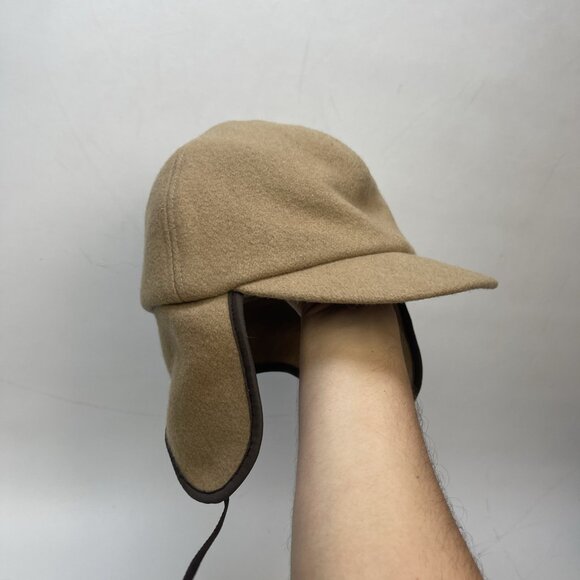 Vintage Retreat Aviator Trapper Hat Earflap Cap Beige Wool Blend Canada made - Picture 7 of 12
